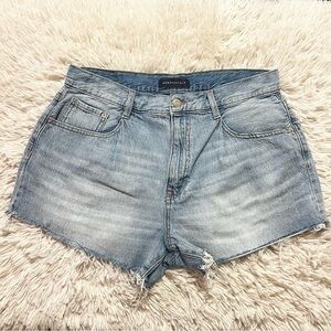 Aeropostale Mom Short Pleated Light Blue Cut-off Denim Jeans Shorts Size 14